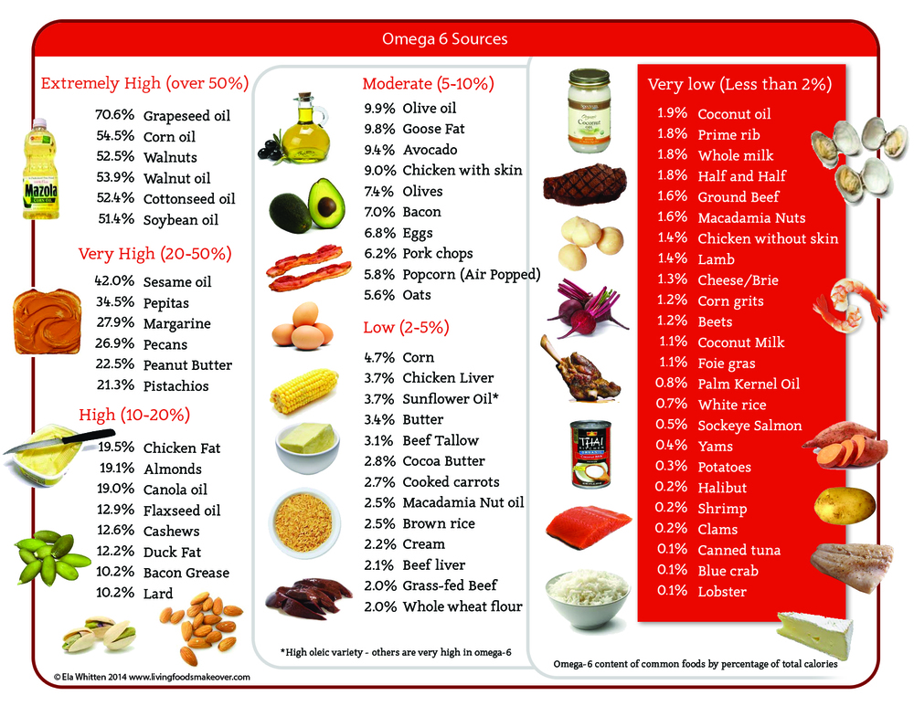 Omega 6 counts in foods