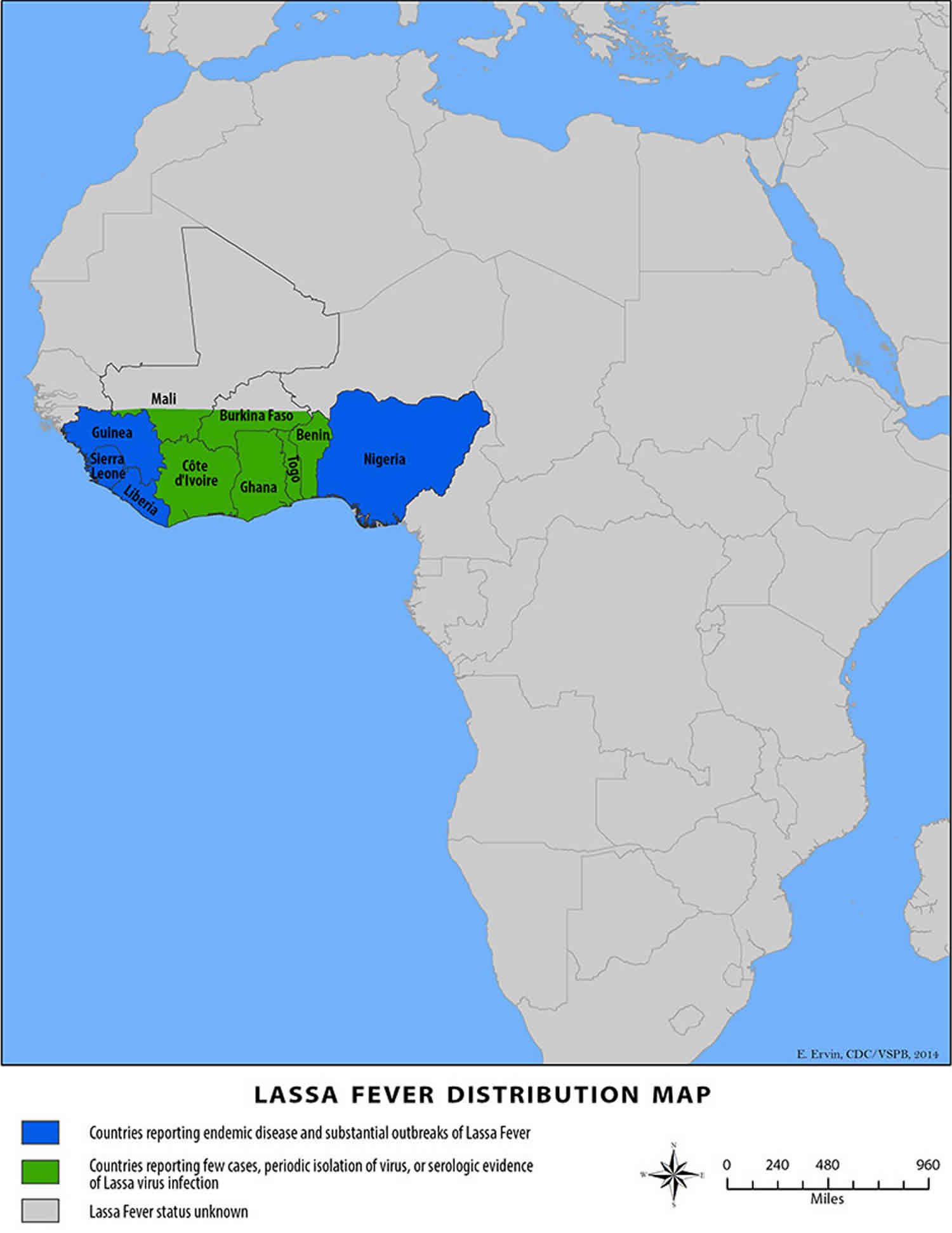 Lassa fever outbreak distribution map