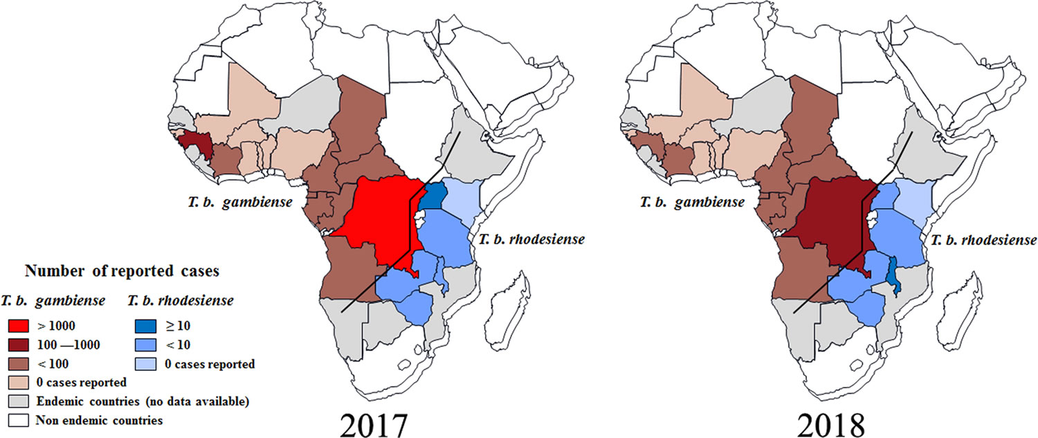 Distribution of human African sleeping sickness
